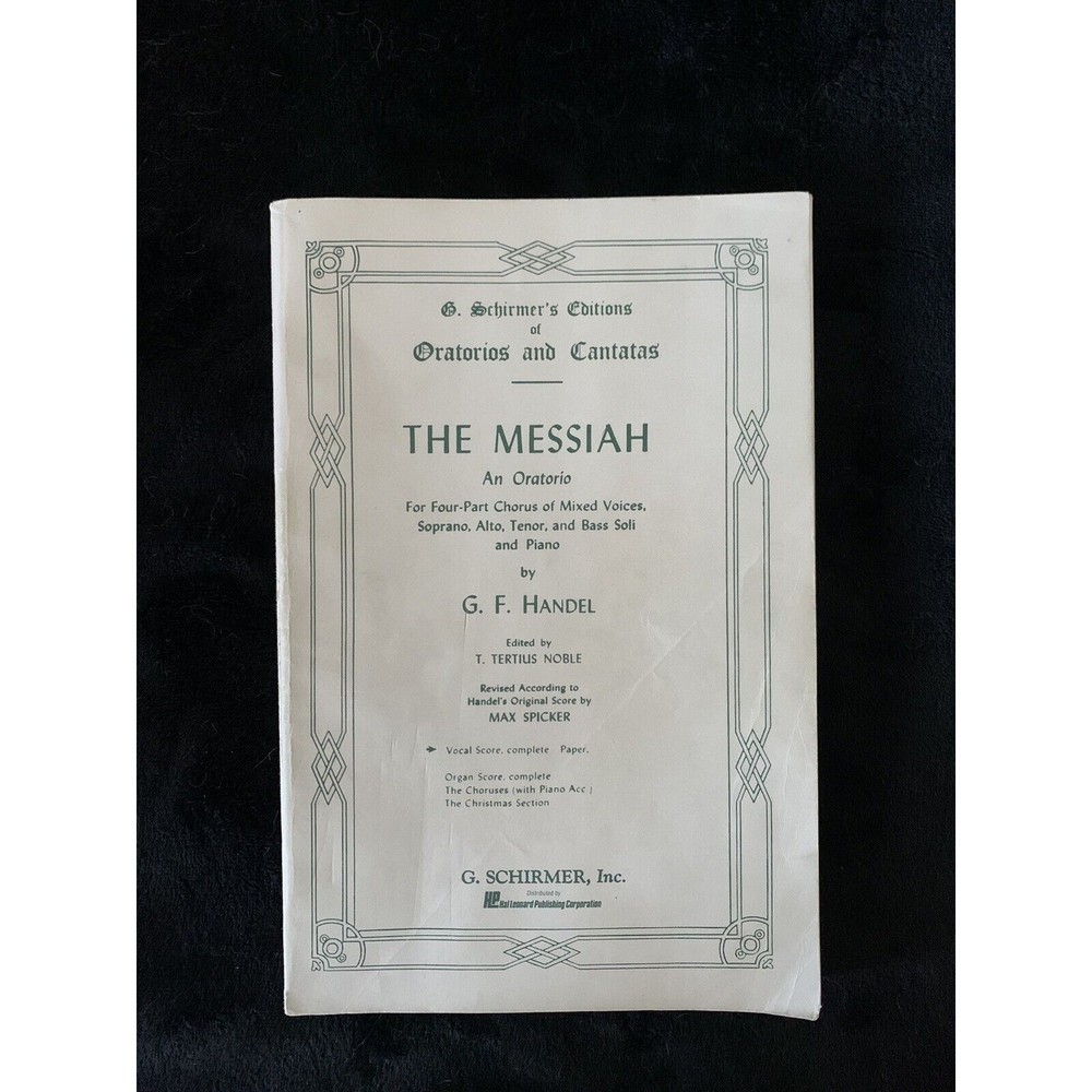 THE MESSIAH: An Oratorio by Handel, Choral SATB,  Piano Christmas Spicker Nobel